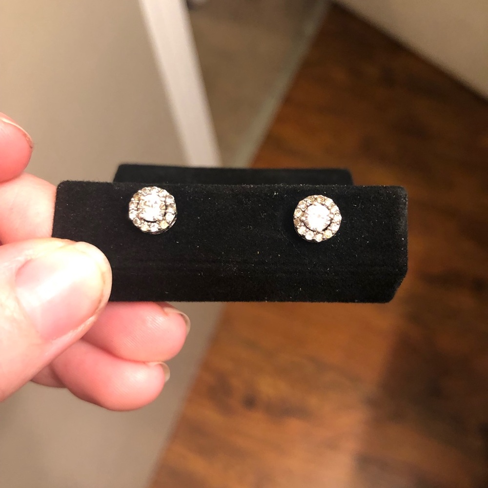 Lab created White sapphire earrings sterling silver